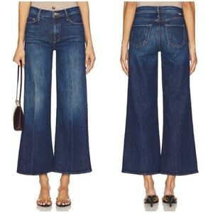 MOTHER 27 Dark Blue Wide-Leg Cropped twister Flood Jeans orig $238